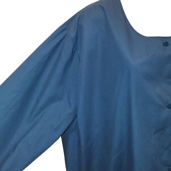 NEW Landau 3XL Blue Medical Scrub Jacket Snap Front Cuffs Pockets 35% Cotton - Picture 8 of 14